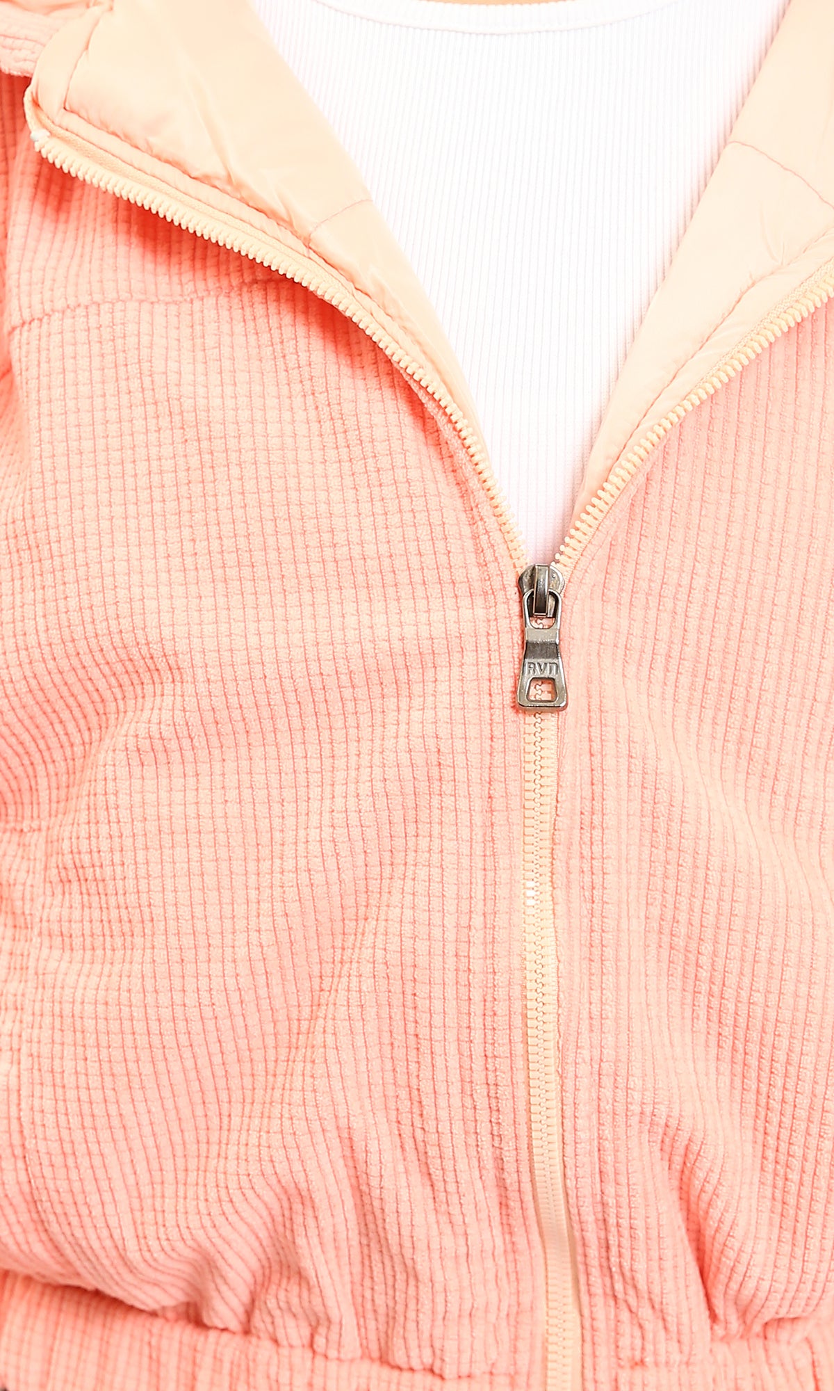 R212784 - Hooded Neck with Drawstring Jacket - Salmon