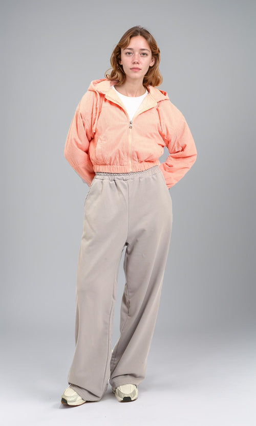 R212784 - Hooded Neck with Drawstring Jacket - Salmon