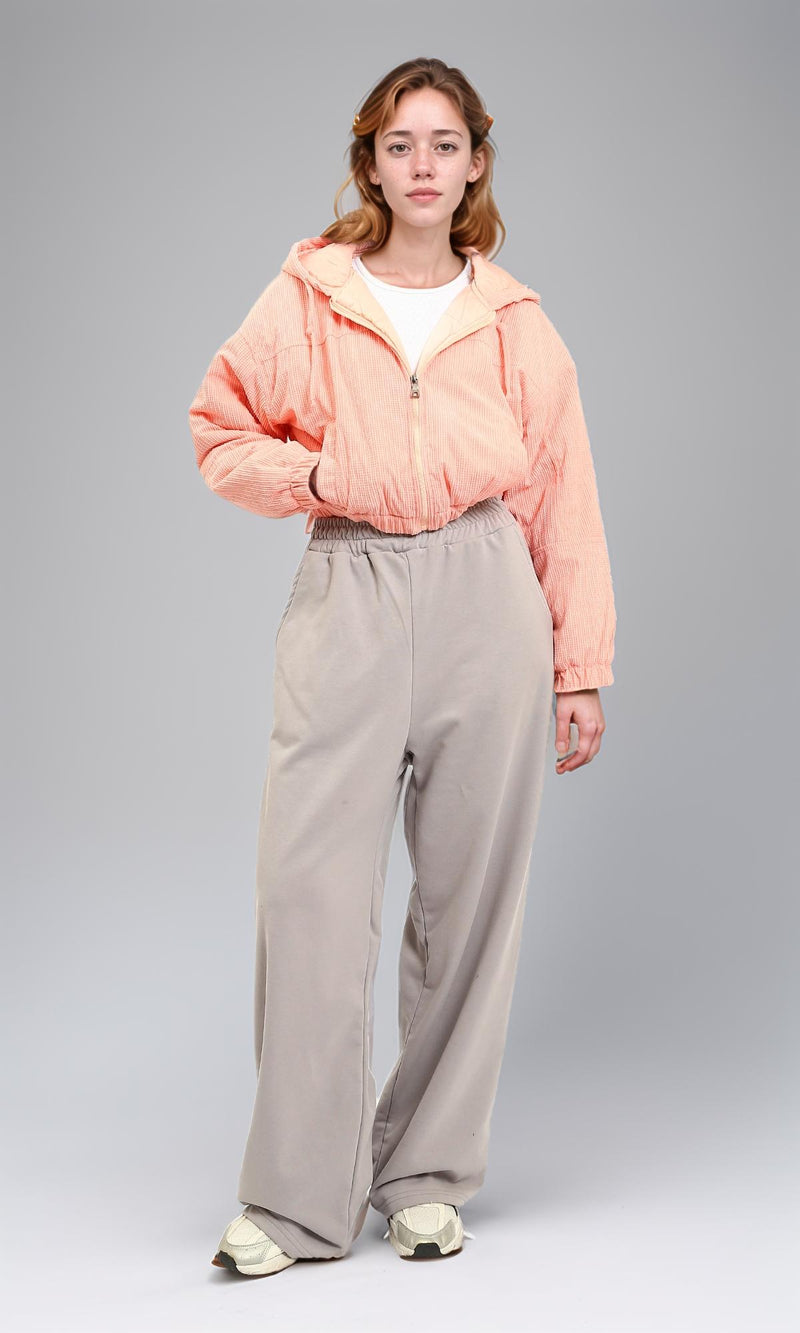 R212784 - Hooded Neck with Drawstring Jacket - Salmon