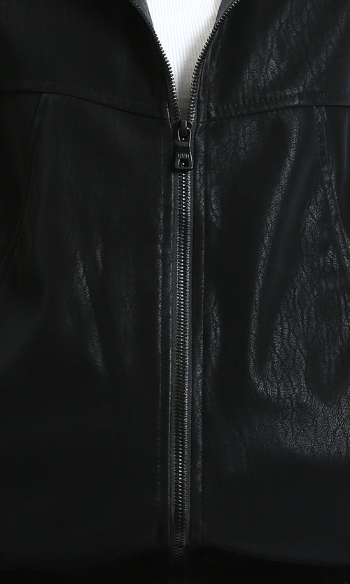 R212786 - Patterned Long Sleeves Zipped Jacket - Black