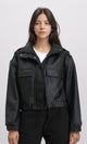 R212791 - Double Closure Fashionable Leather Jacket - Black