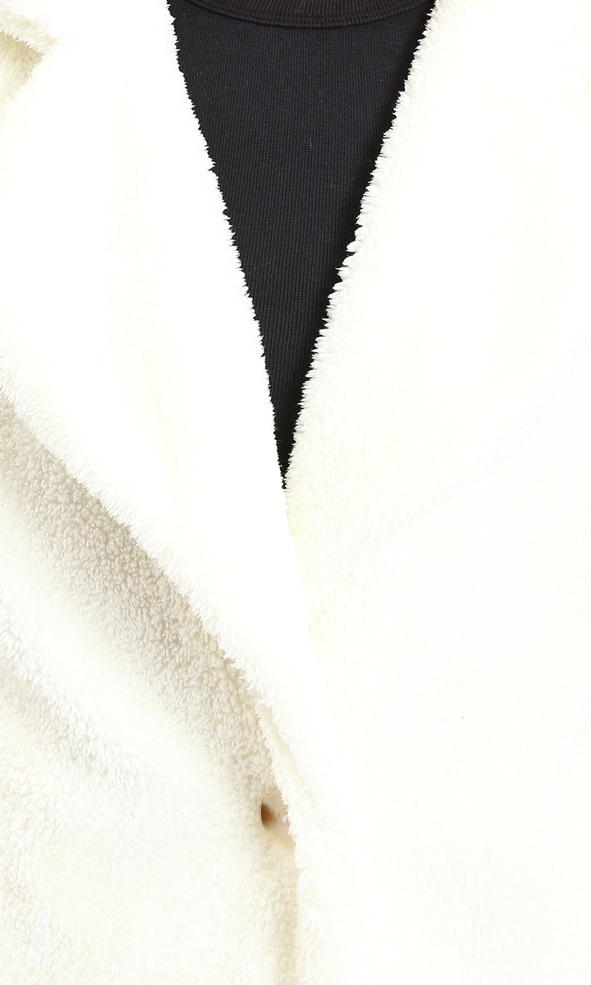 R212927 - Regular Fit Buttoned Sherpa Coat - Off-White