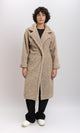 R212931 - Long Teddy Coat with Notched Lapel - Light Coffee