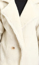 R212932 - Long Teddy Coat with Notched Lapel - Off-White