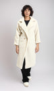 R212932 - Long Teddy Coat with Notched Lapel - Off-White