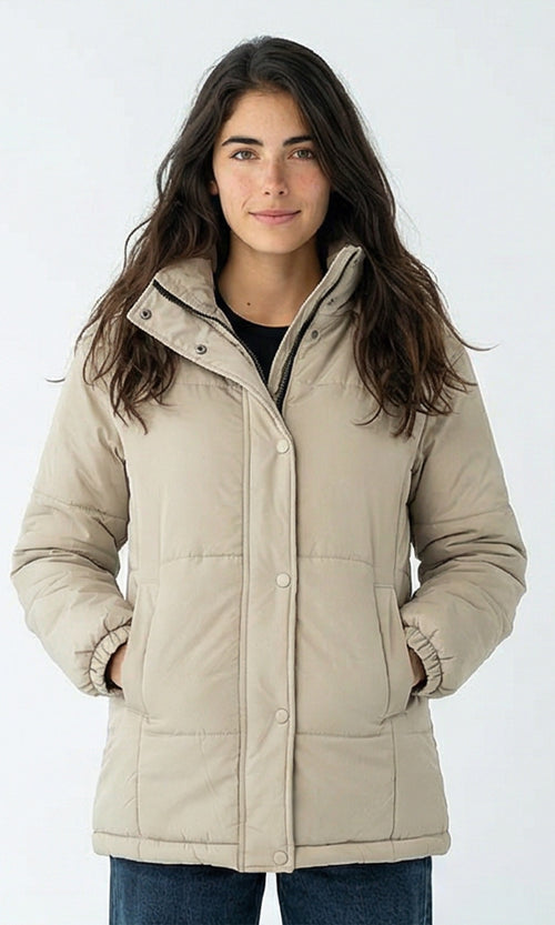 R212934 - Solid Bomber Jacket with Side Pockets - Light Grey