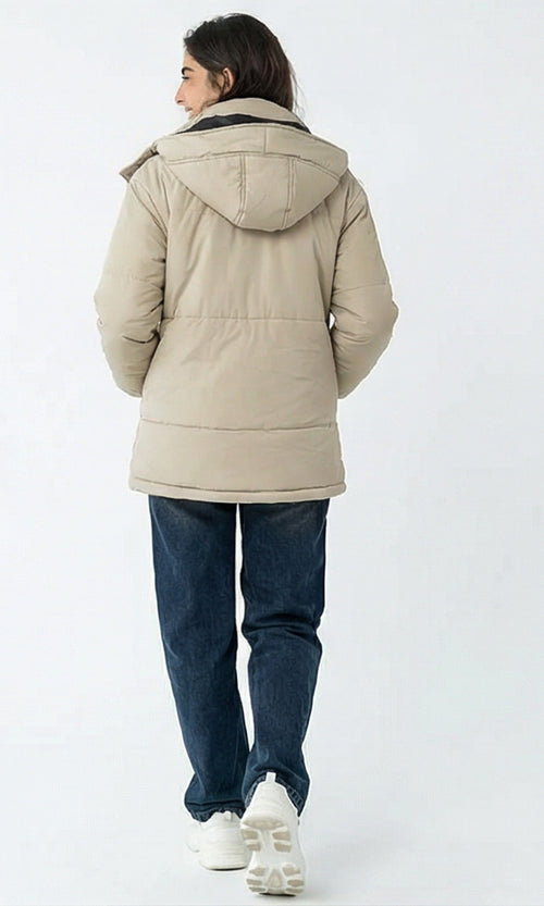 R212934 - Solid Bomber Jacket with Side Pockets - Light Grey