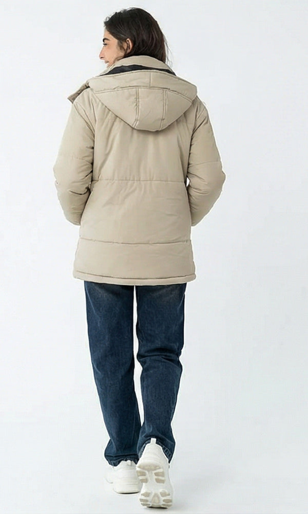 R212934 - Solid Bomber Jacket with Side Pockets - Light Grey