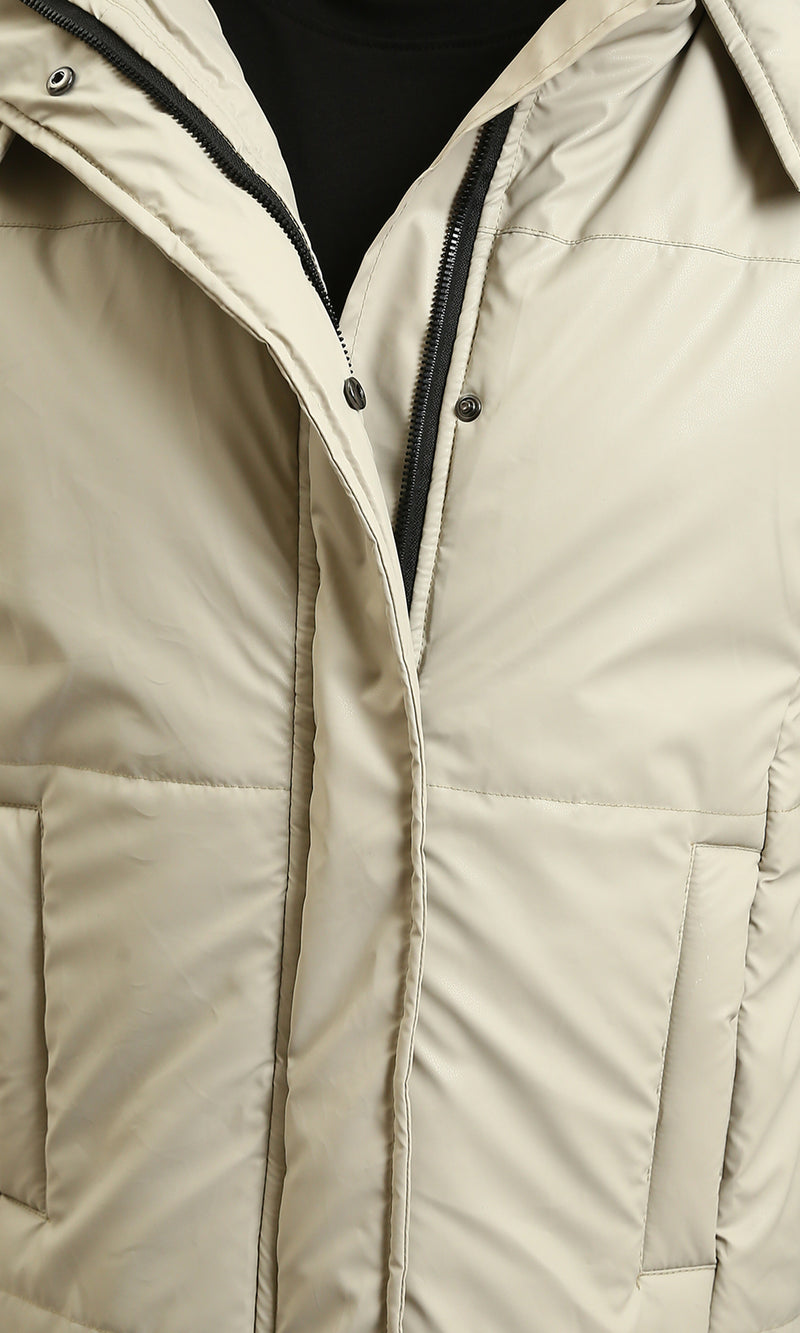 R212934 - Solid Bomber Jacket with Side Pockets - Light Grey