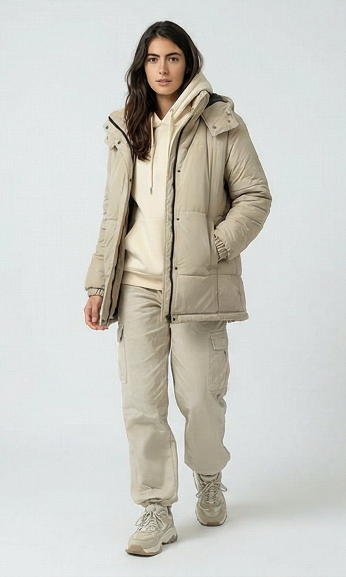 R212934 - Solid Bomber Jacket with Side Pockets - Light Grey