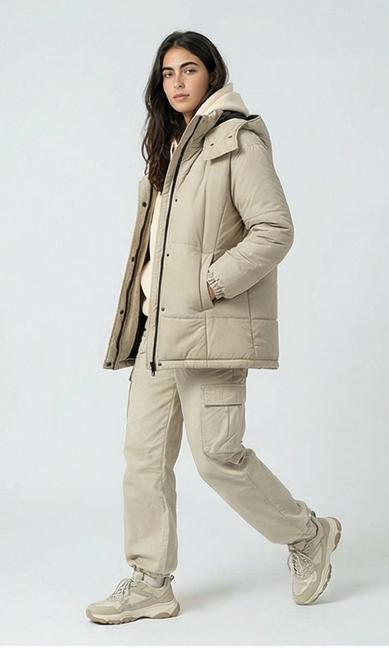 R212934 - Solid Bomber Jacket with Side Pockets - Light Grey