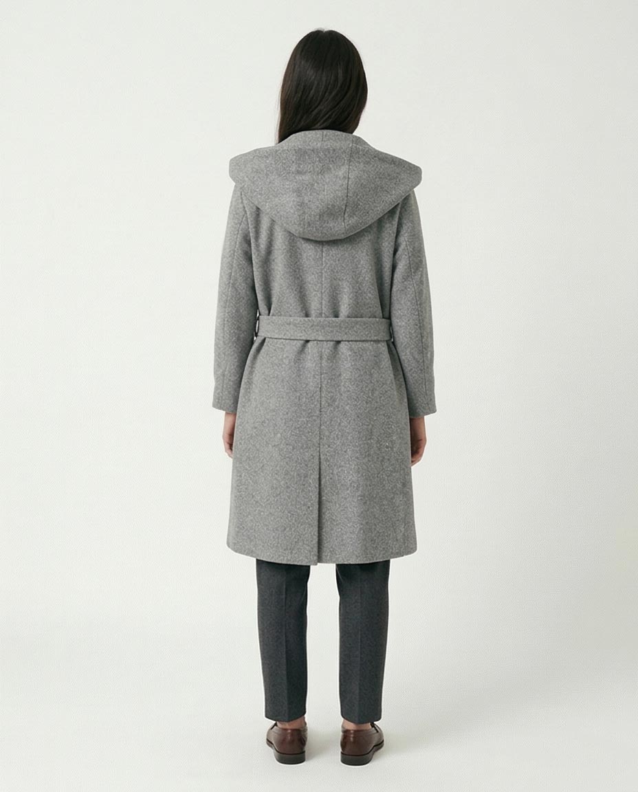 Ravin Women's Hooded Double-Breasted Wrap Coat - Heather Grey -R212937