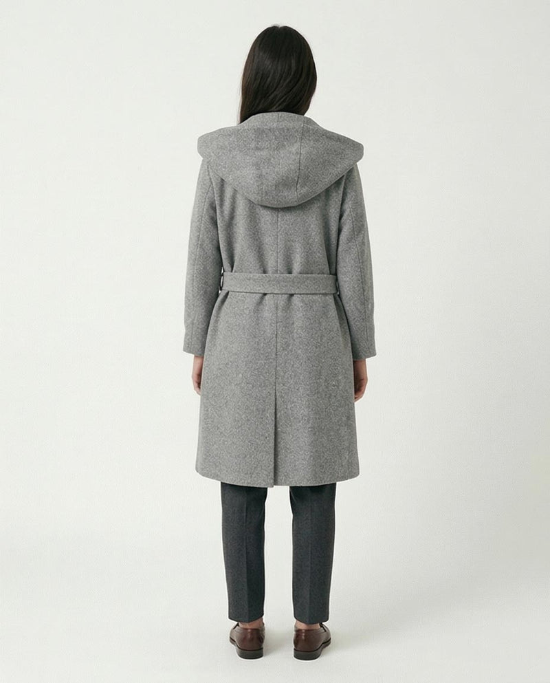 Ravin Women's Hooded Double-Breasted Wrap Coat - Heather Grey -R212937