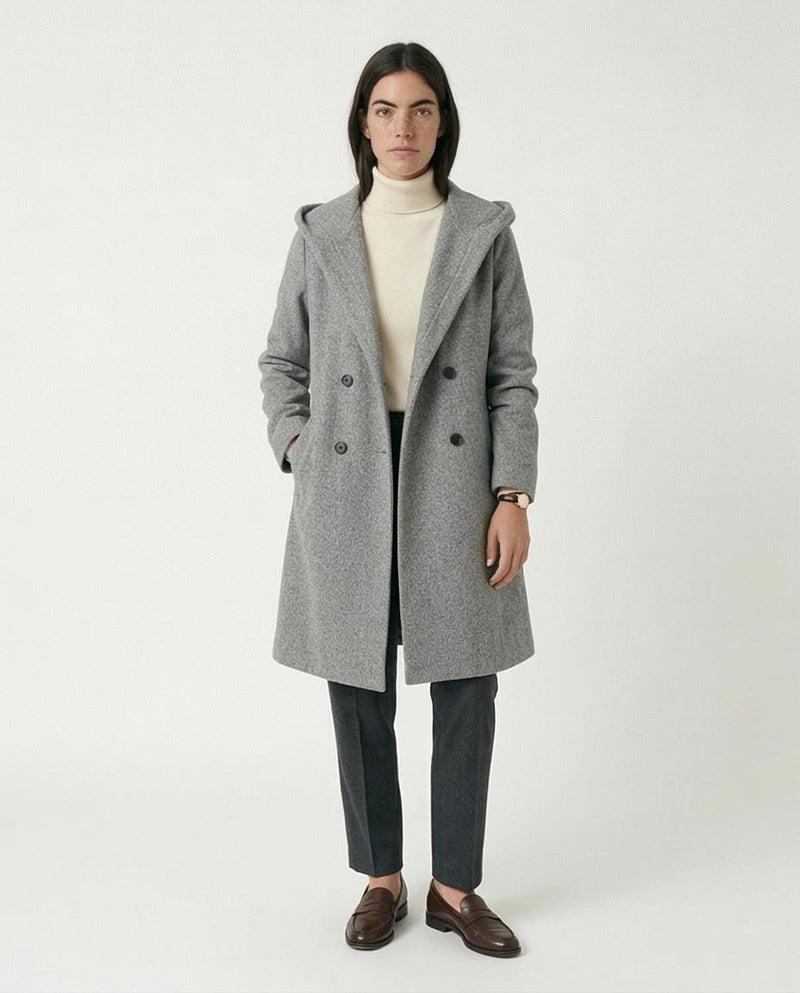 Ravin Women's Hooded Double-Breasted Wrap Coat - Heather Grey -R212937