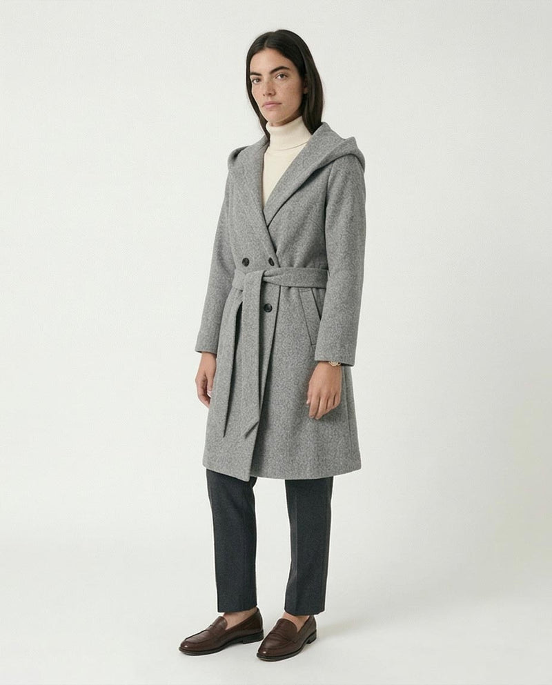 Ravin Women's Hooded Double-Breasted Wrap Coat - Heather Grey -R212937