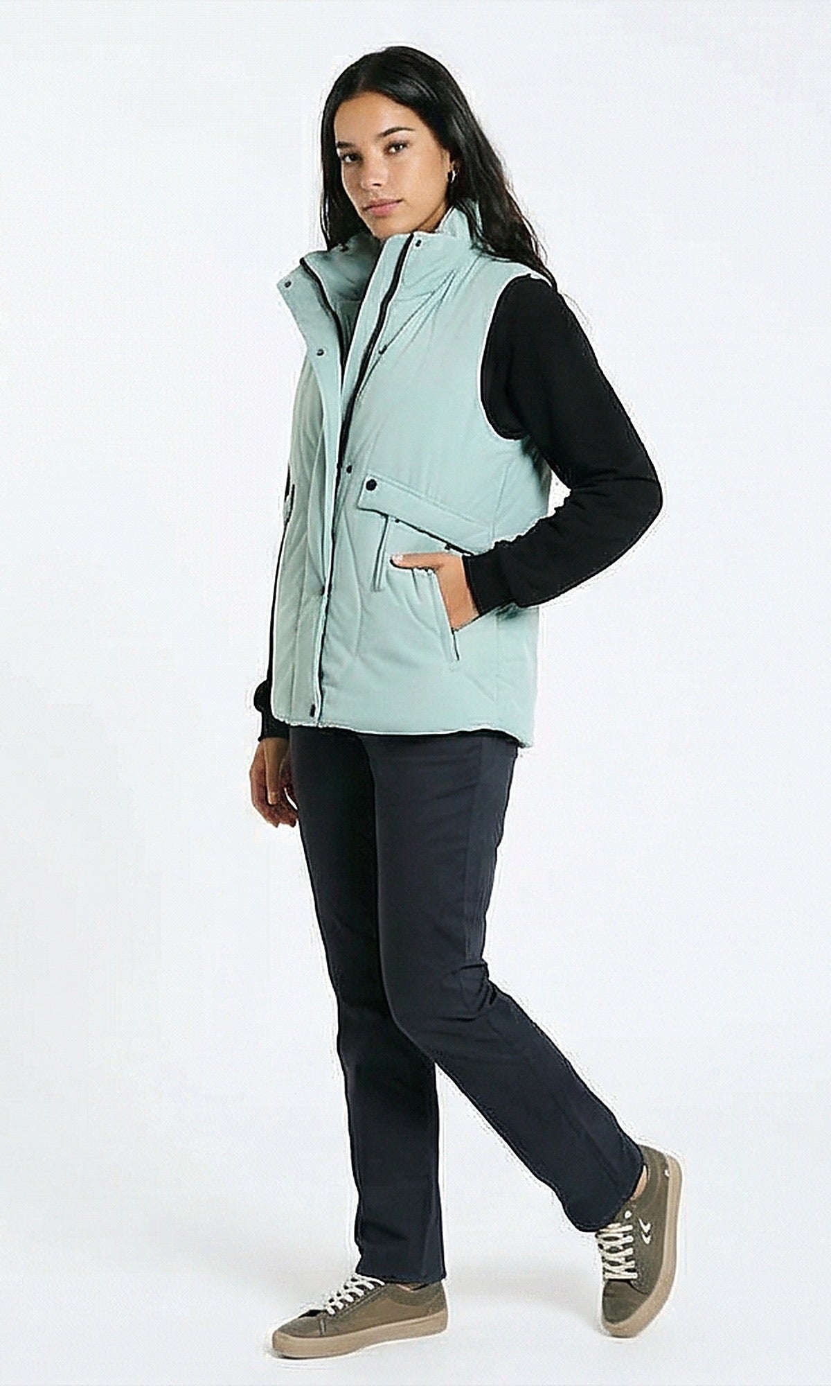 R212942 - Casual Sleeveless Puffer Vest - Light Mint