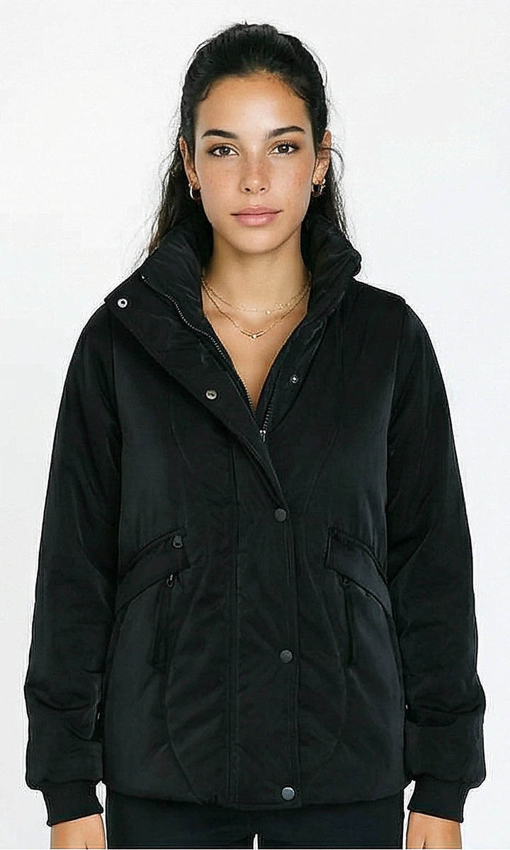 Casual Sleeveless Puffer Vest - Black
