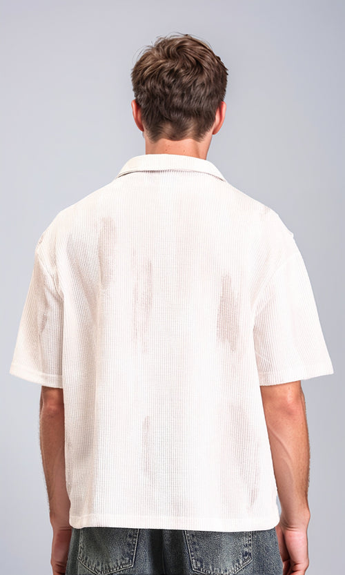 R212953 - Slip On Open Neck Polo Shirt - Beige