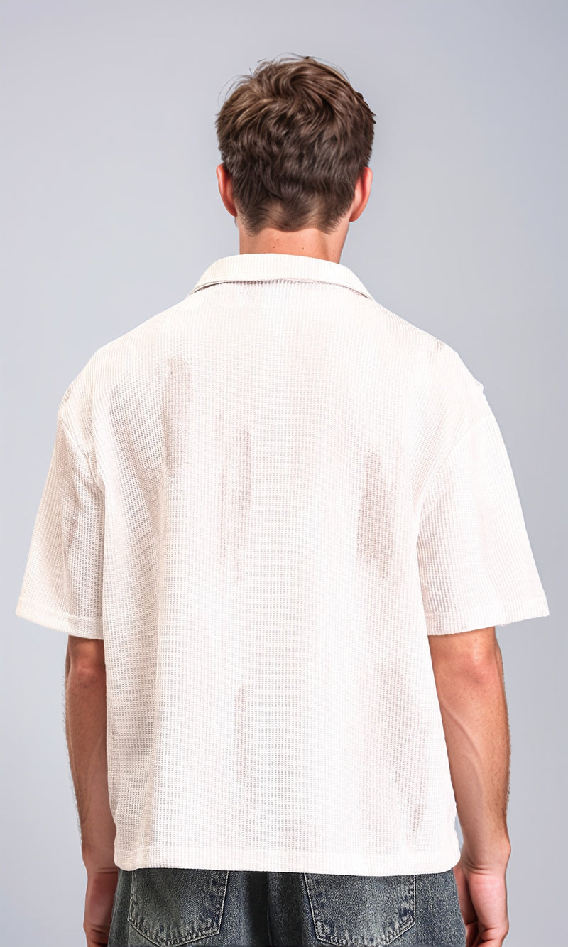 R212953 - Slip On Open Neck Polo Shirt - Beige