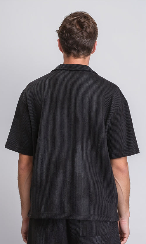 R212955 - Slip On Open Neck Polo Shirt - Black