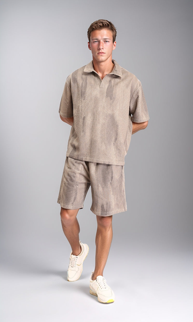 R212956 - Casual Slip On Drawstring Shorts - Coffee