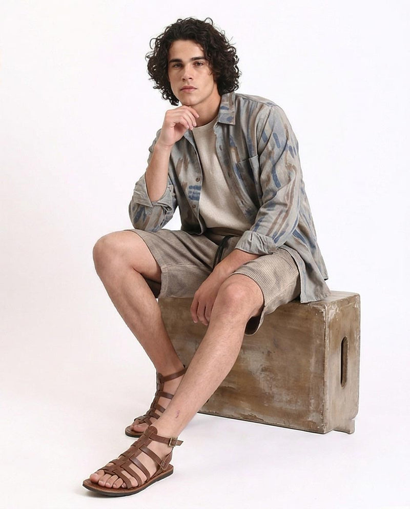 Ravin Men's Acid-Wash Waffle Knit Shorts – Relaxed Fit Drawstring Shorts in Coffee - R212956