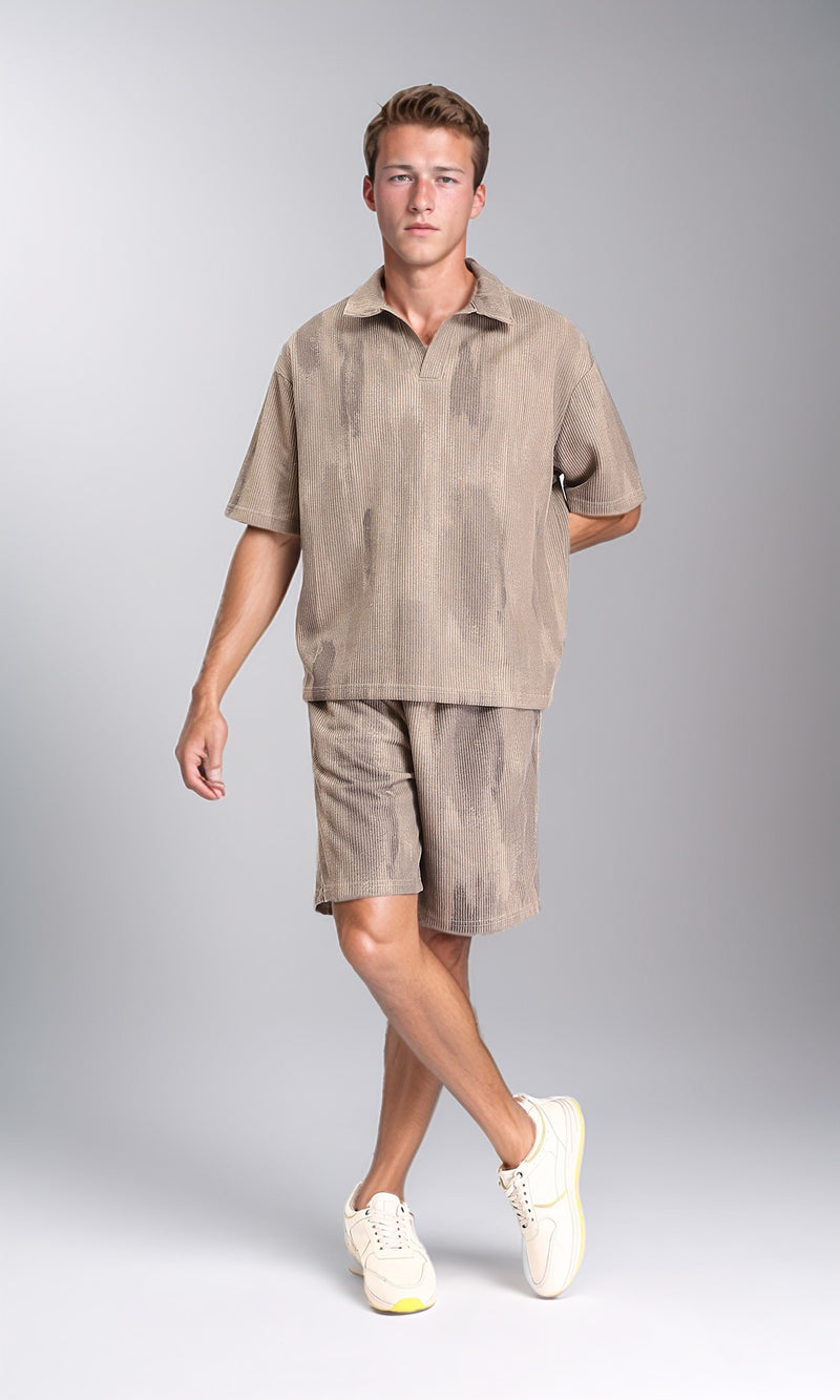 R212956 - Casual Slip On Drawstring Shorts - Coffee