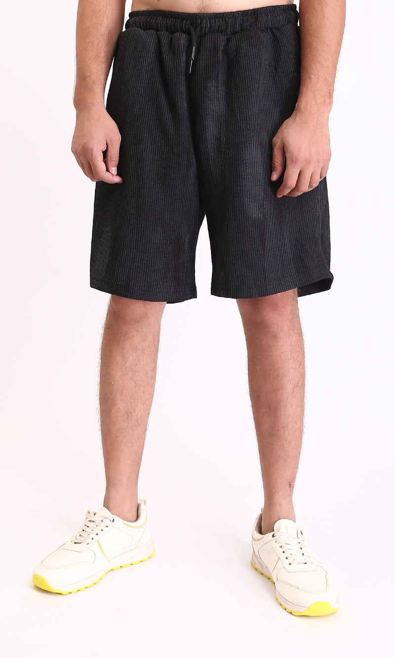 R212957 - Casual Slip On Drawstring Shorts - Black