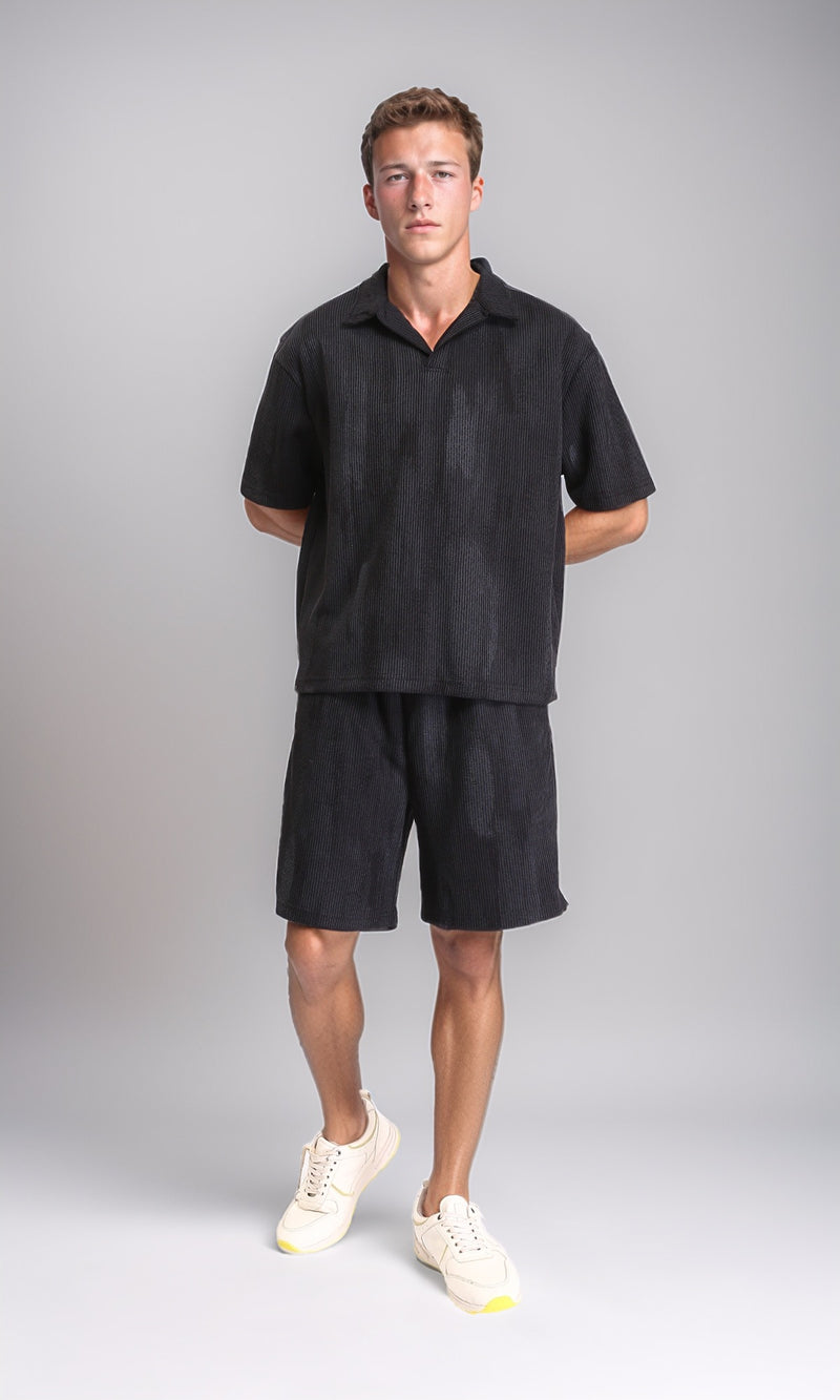 R212957 - Casual Slip On Drawstring Shorts - Black