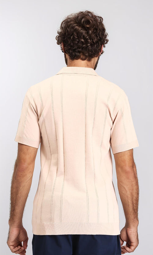 R213023 - Open Neck Slip On Polo Shirt - Nude