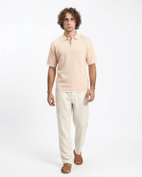 Ravin | Men’s Chevron-Textured Quarter-Zip Knit Polo - R213027