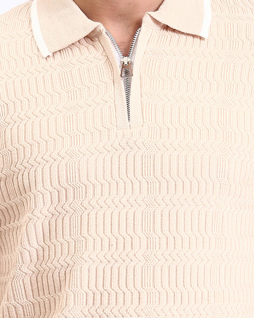 Ravin | Men’s Chevron-Textured Quarter-Zip Knit Polo - R213027