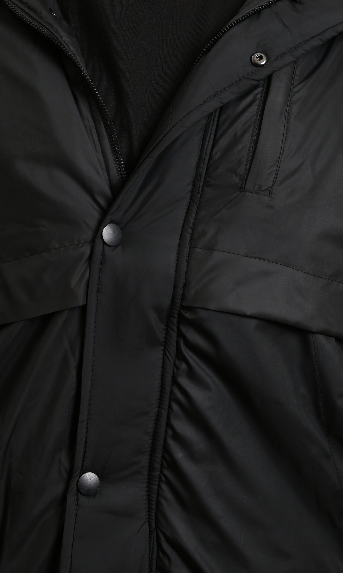 Black Minimalist Hooded Padded Bomber Jacket