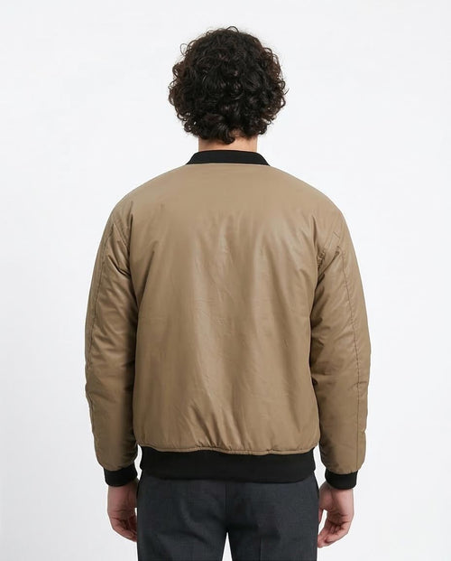Ravin Men’s Padded Bomber Jacket with Contrast Ribbing - Coffee - R213114