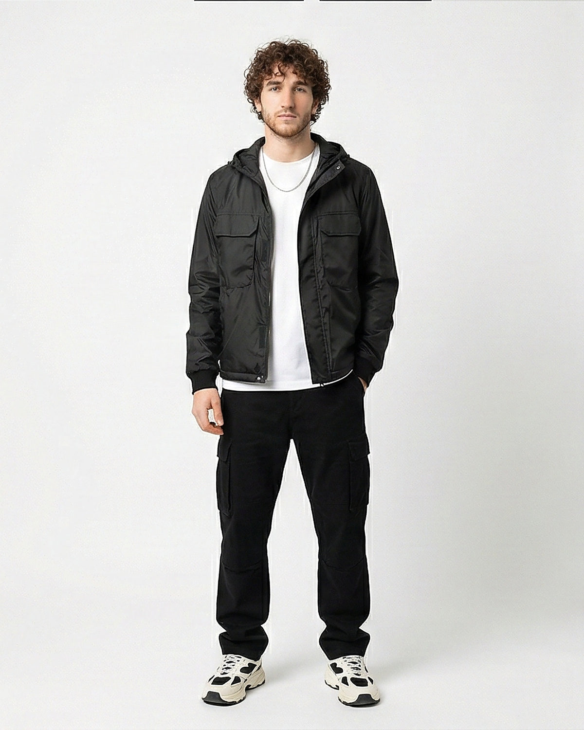Black Technical Hooded Utility Jacket - R213116
