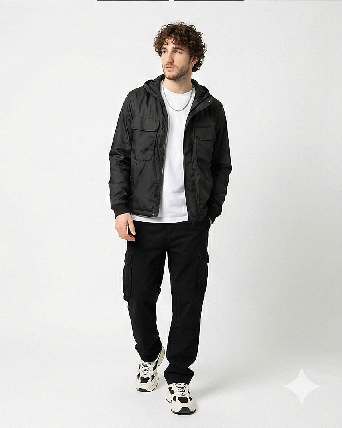 Black Technical Hooded Utility Jacket - R213116
