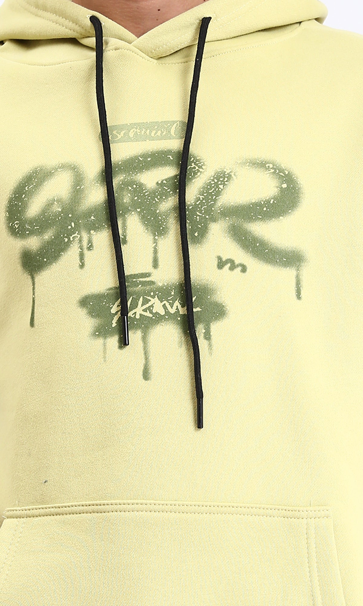 Oversized Yellow Green Spray Paint Graphic Hoodie - R213119