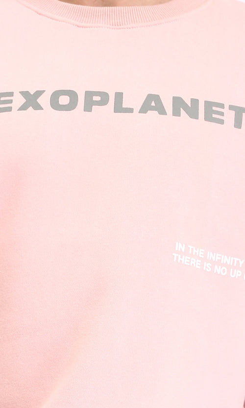سويت شيرت ميلتون أوفر سايز بطبعة Exoplanet - وردي باستيل - R213122