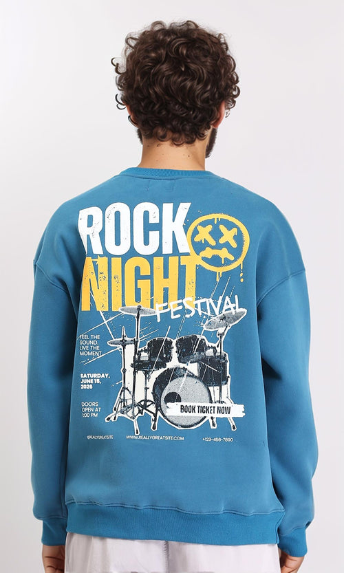 R213124 - Coziness Slip On Printed Sweatshirt - Dark Turquoise