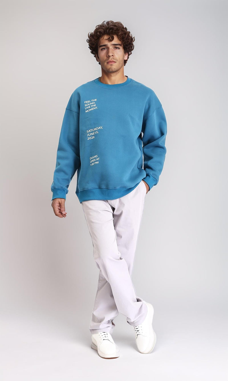 R213124 - Coziness Slip On Printed Sweatshirt - Dark Turquoise