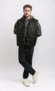 R213126 - Stand Collar Sleeveless Bomber Vest - Black