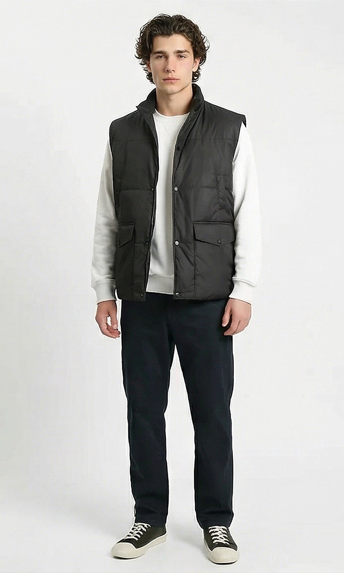 Black Versatile Puffer Vest for Men