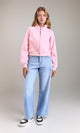 R213129 - Solid Long Sleeves Zipped Short Jacket - Light Pink