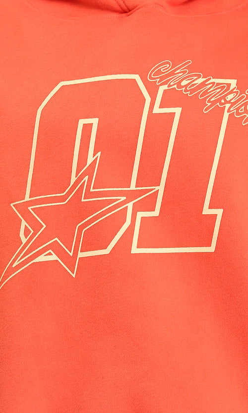 R213130 - Slip On Casual Printed Hoodie - Orange