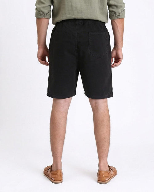 Ravin Men's Black Solid Slip-On Casual Shorts - Relaxed Fit Elastic Waist Short - R213142
