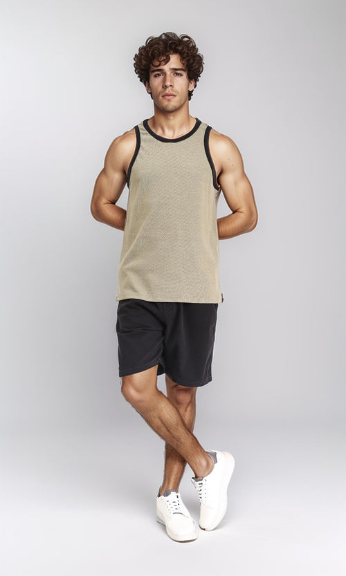 R213142 - Solid Pattern Slip On Casual Shorts - Black