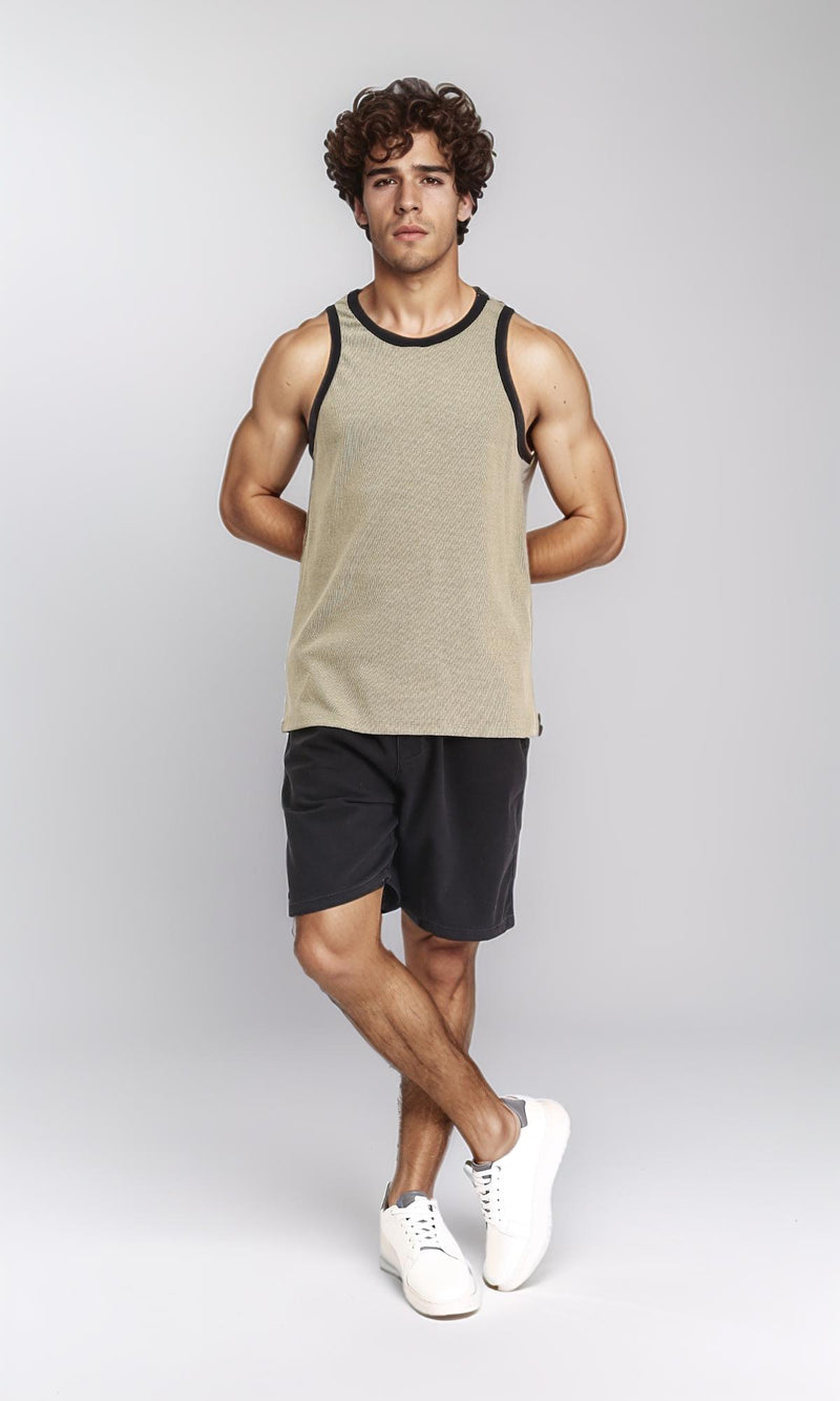 R213142 - Solid Pattern Slip On Casual Shorts - Black