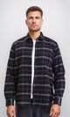R213197 - Plaids Long Sleeves Winter Shirt - Navy Blue