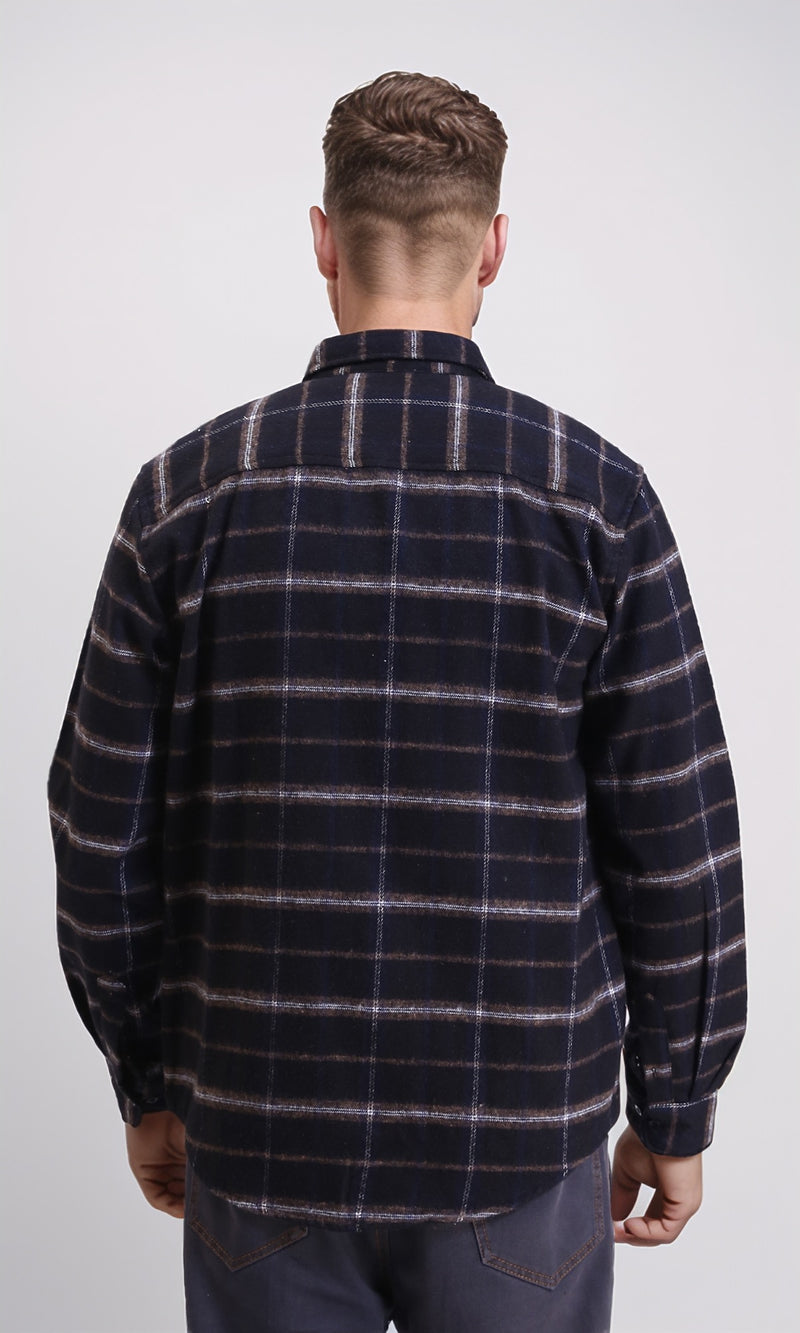 R213197 - Plaids Long Sleeves Winter Shirt - Navy Blue
