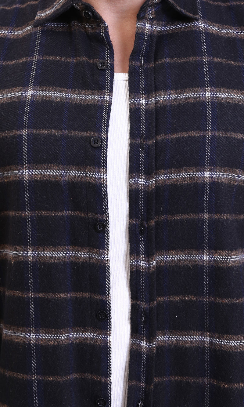 R213197 - Plaids Long Sleeves Winter Shirt - Navy Blue